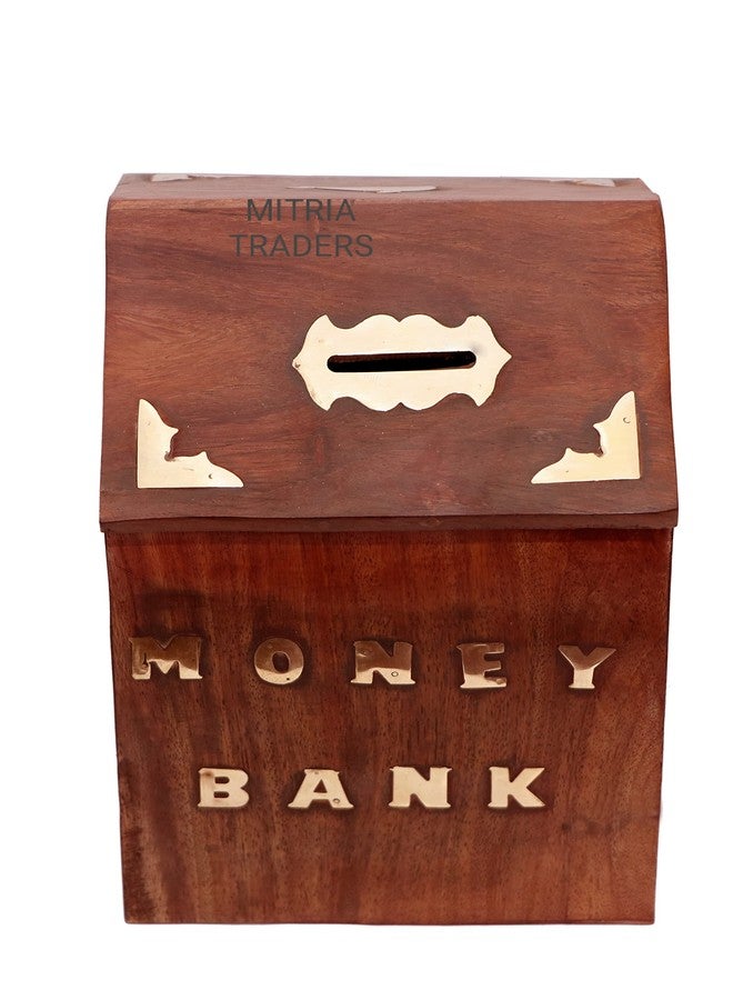 MITRIA TRADERS Money Bank - Big Size Master Size Large Hut Shape Piggy Bank Wooden 7 X 5 Inch For Kids And Adults (Brown), Modern - Image 3